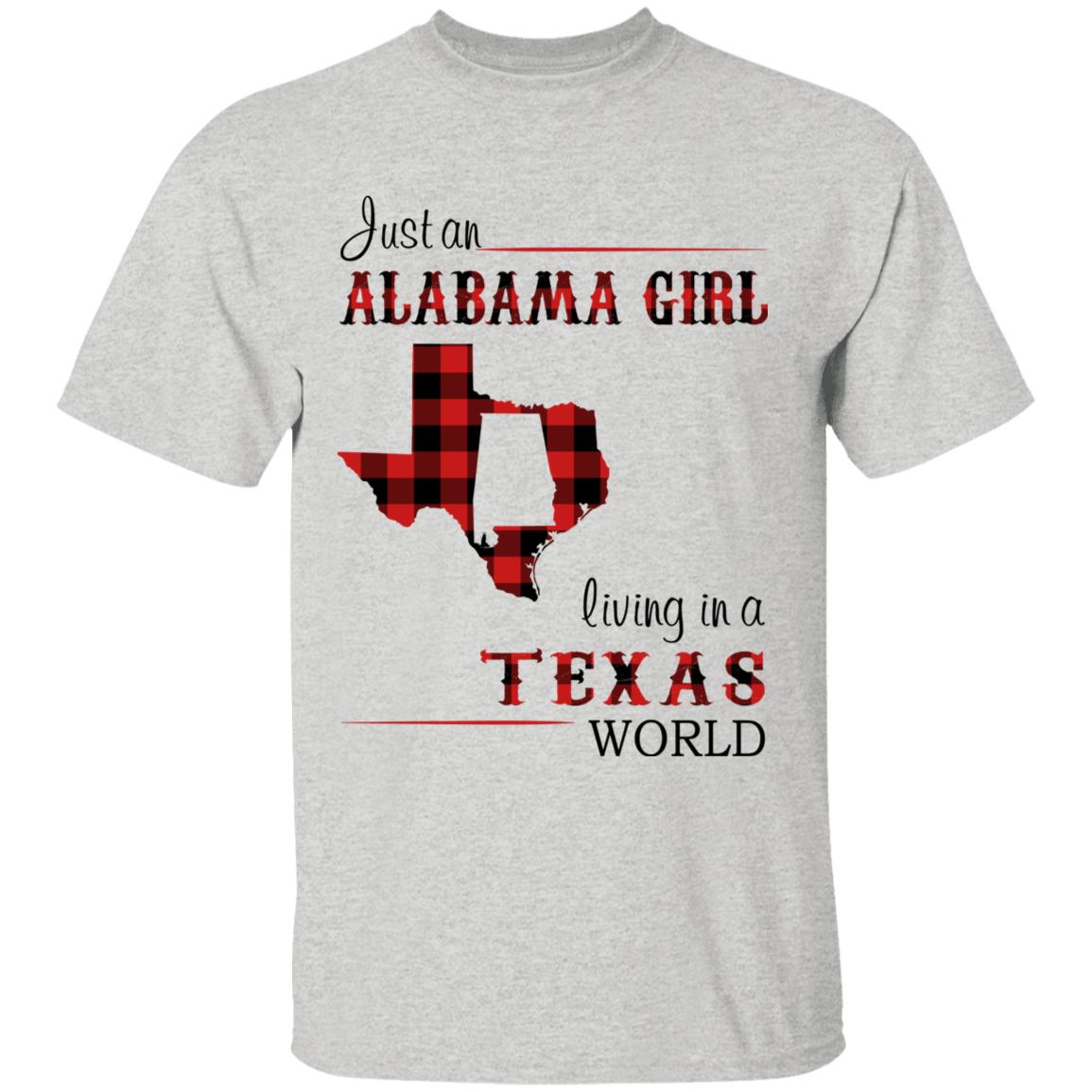 Just An Alabama  Girl Living In A Texas World T-shirt - T-shirt Born Live Plaid Red Teezalo