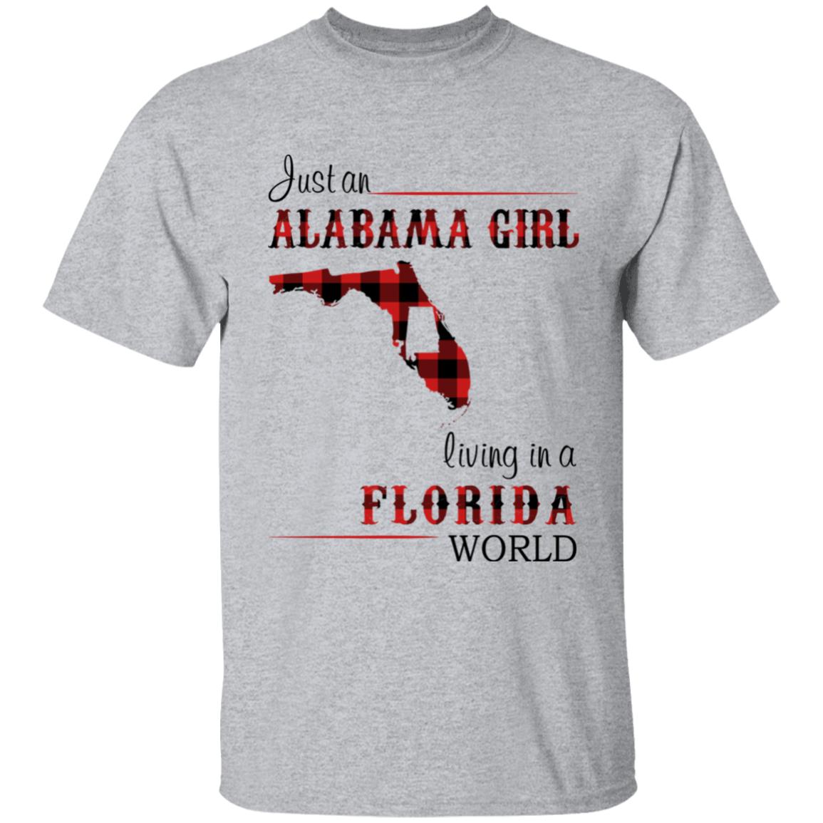 Just An Alabama  Girl Living In A Florida World T-shirt - T-shirt Born Live Plaid Red Teezalo