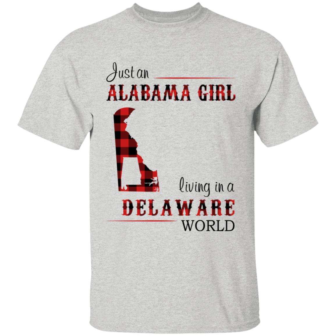 Just An Alabama Girl Living In A Delaware World T-shirt - T-shirt Born Live Plaid Red Teezalo