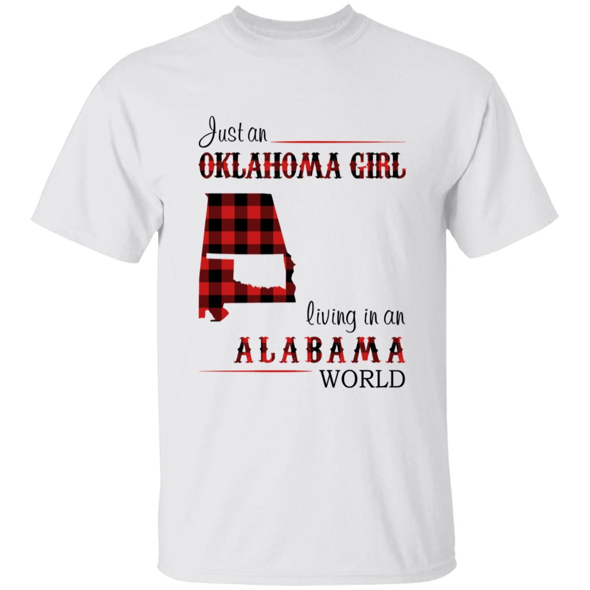 Just An Oklahoma Girl Living In An Alabama World T-shirt - T-shirt Born Live Plaid Red Teezalo