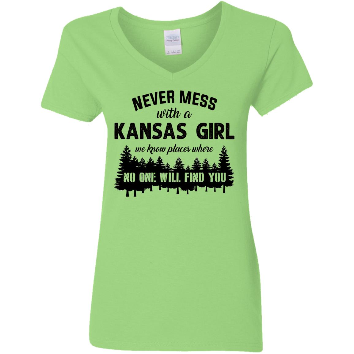 Never Mess With A Kansas Girl We Know Places T Shirt - T-shirt Teezalo