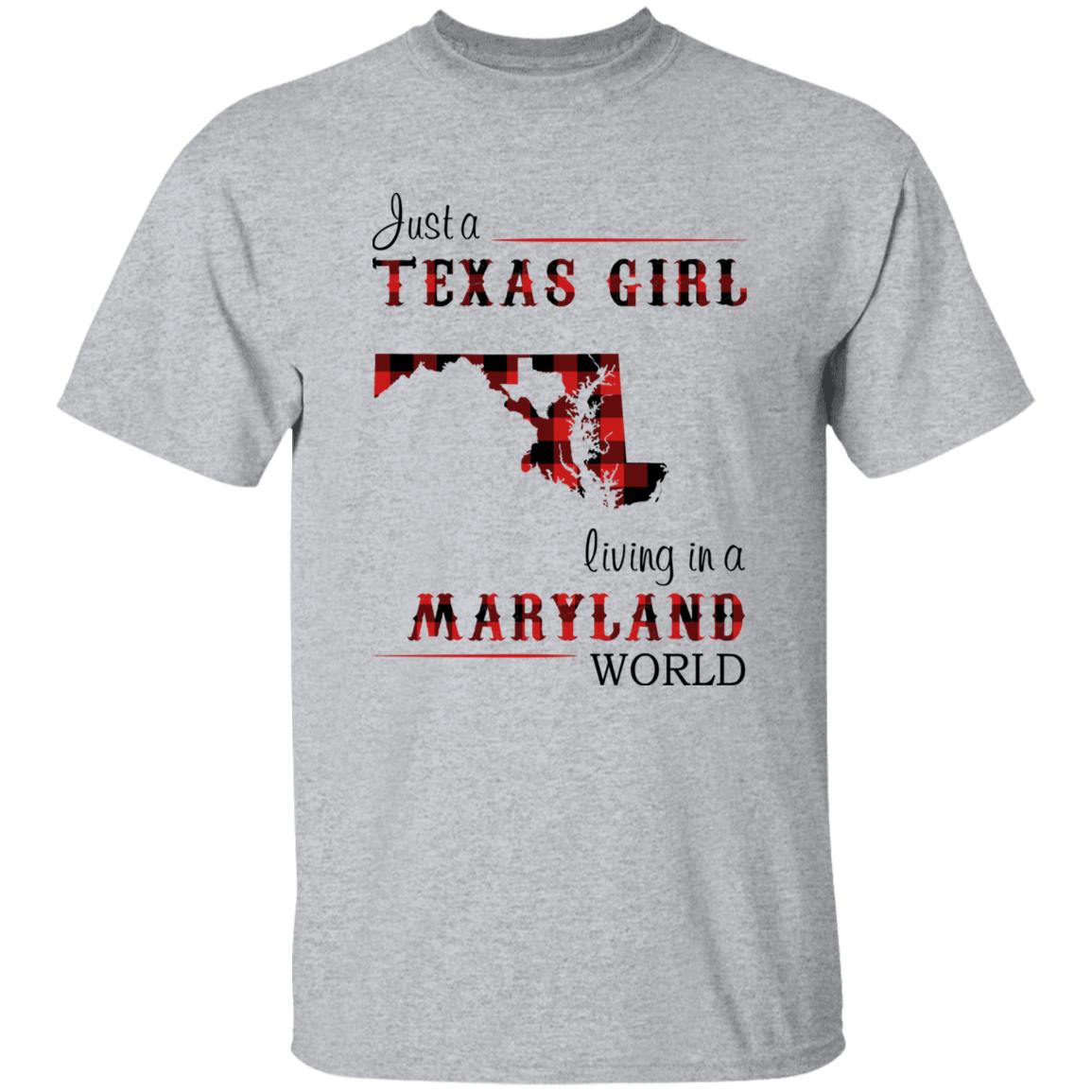 Just A Texas Girl Living In A Maryland World T-shirt - T-shirt Born Live Plaid Red Teezalo