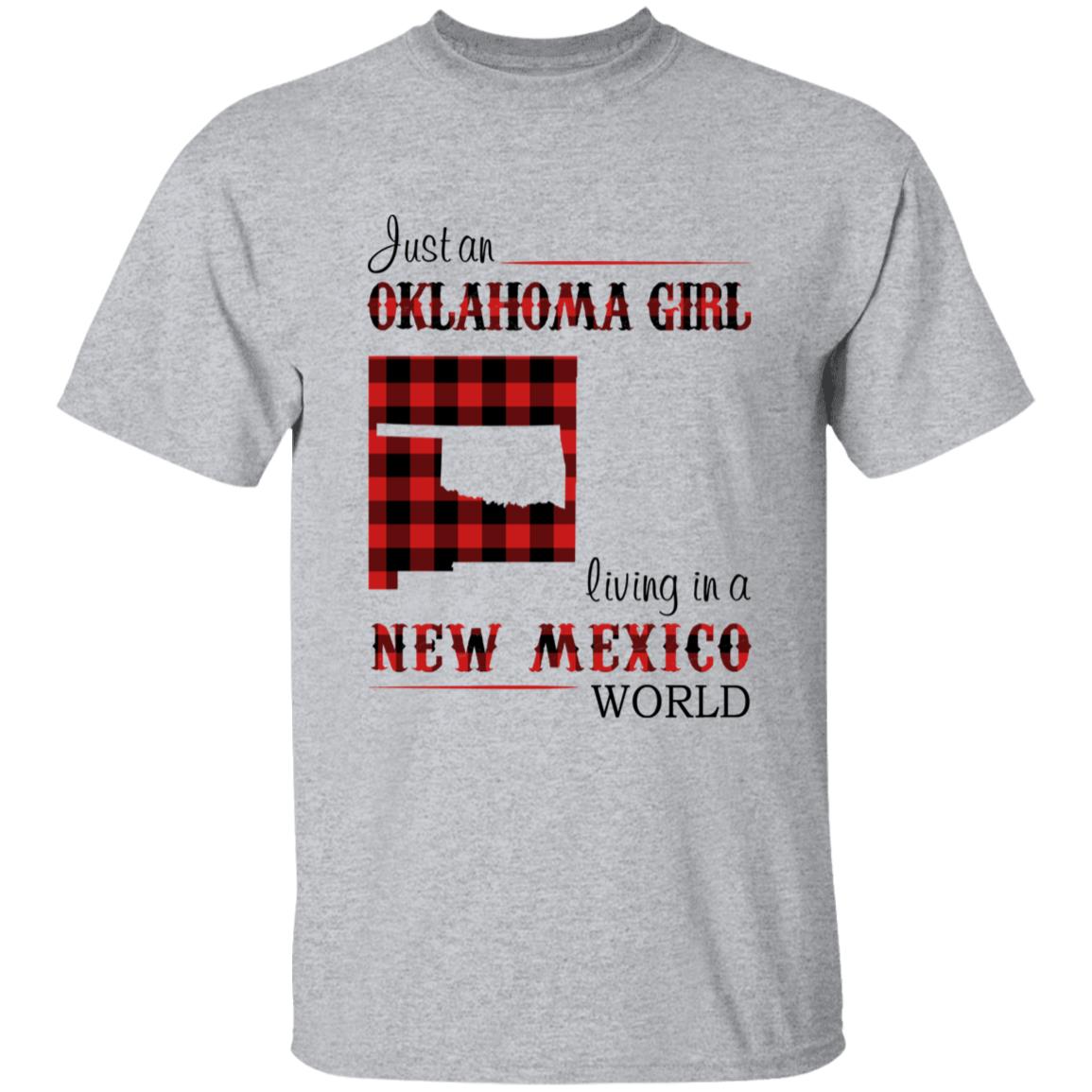 Just An Oklahoma Girl Living In A New Mexico World T-shirt - T-shirt Born Live Plaid Red Teezalo