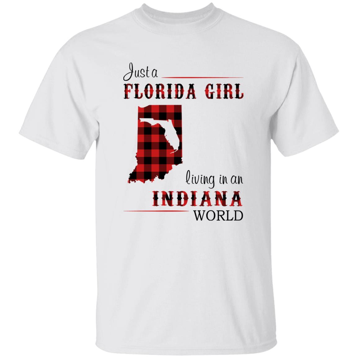 Just Florida Girl Living In An Indiana World T-shirt - T-shirt Born Live Plaid Red Teezalo