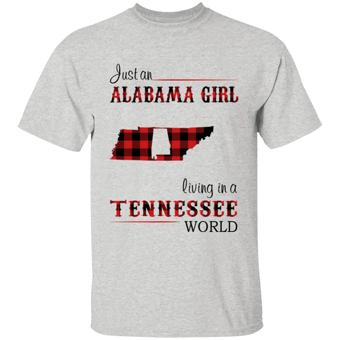 Just An Alabama  Girl Living In A Tennessee World T-shirt - T-shirt Born Live Plaid Red Teezalo