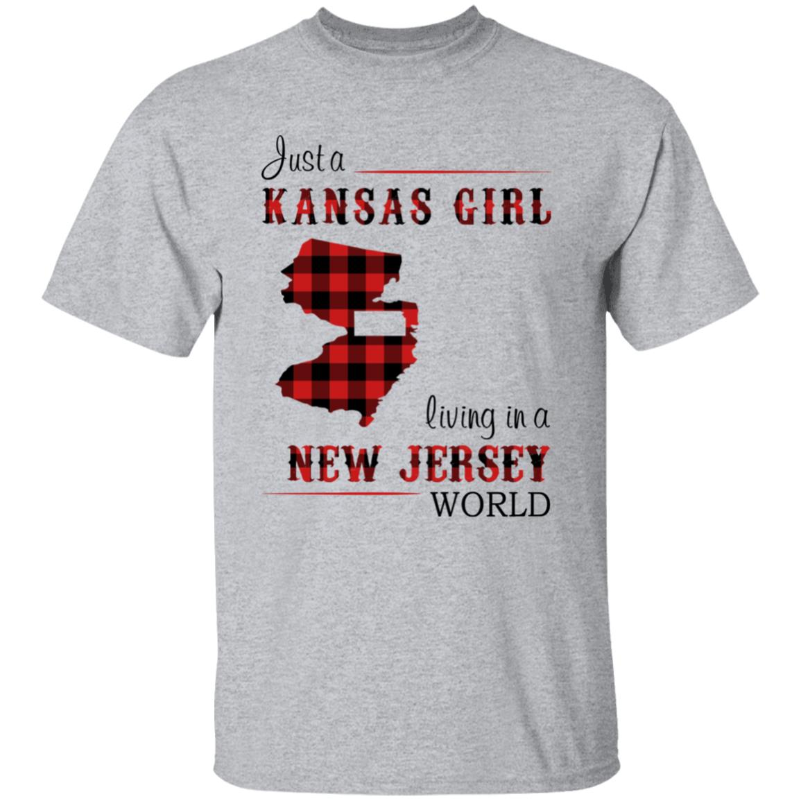 Just A Kansas Girl Living In A New Jersey World T-shirt - T-shirt Born Live Plaid Red Teezalo