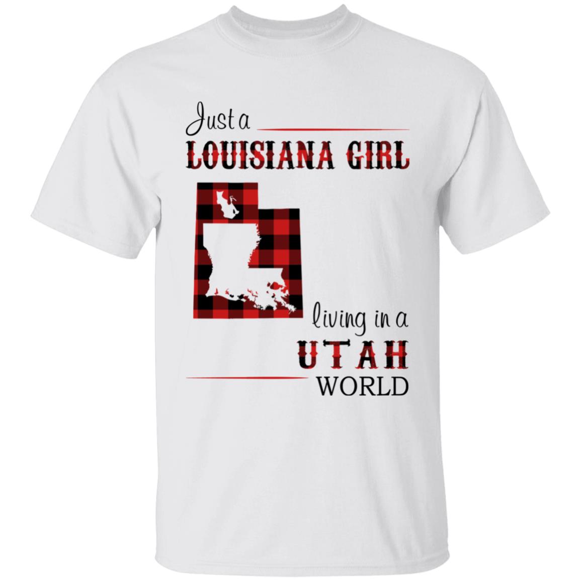 Just A Louisiana Girl Living In A Utah World T-shirt - T-shirt Born Live Plaid Red Teezalo