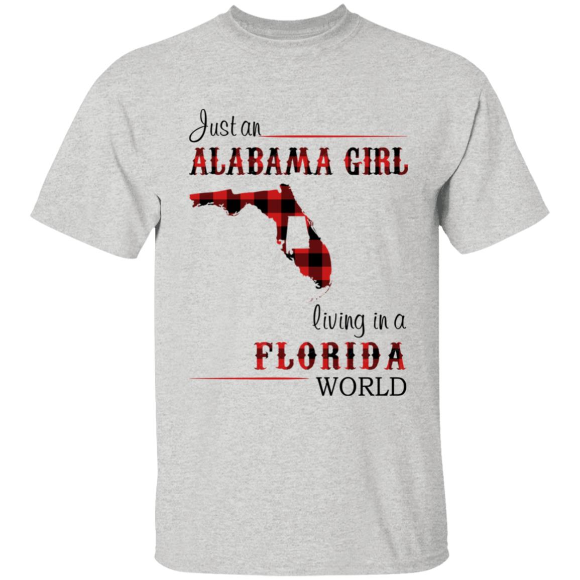 Just An Alabama  Girl Living In A Florida World T-shirt - T-shirt Born Live Plaid Red Teezalo