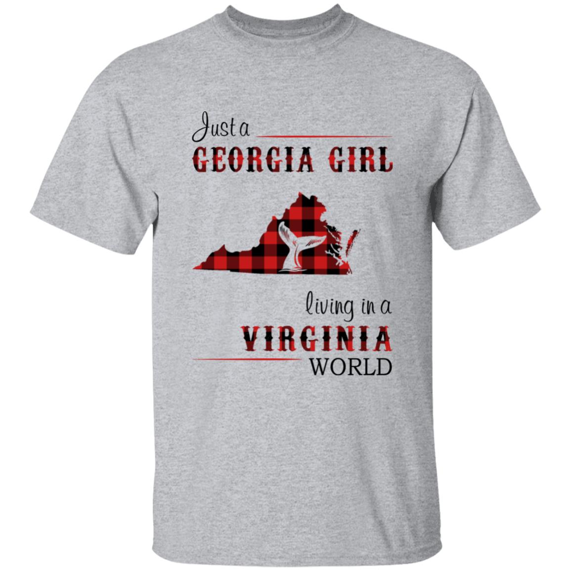 Just A Georgia Girl Living In A Virginia World T-shirt - T-shirt Born Live Plaid Red Teezalo