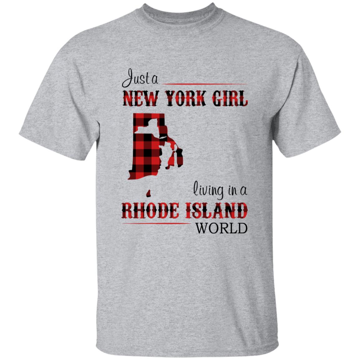 Just A New York Girl Living In A Rhode Island World T-shirt - T-shirt Born Live Plaid Red Teezalo