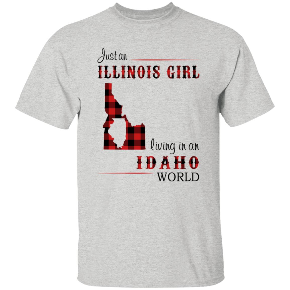 Just An Illinois Girl Living In An Idaho World T-shirt - T-shirt Born Live Plaid Red Teezalo