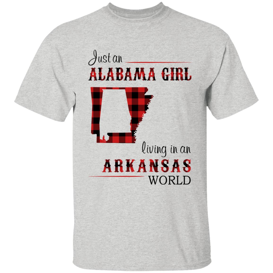 Just An Alabama Girl Living In An Arkansas World T-shirt - T-shirt Born Live Plaid Red Teezalo