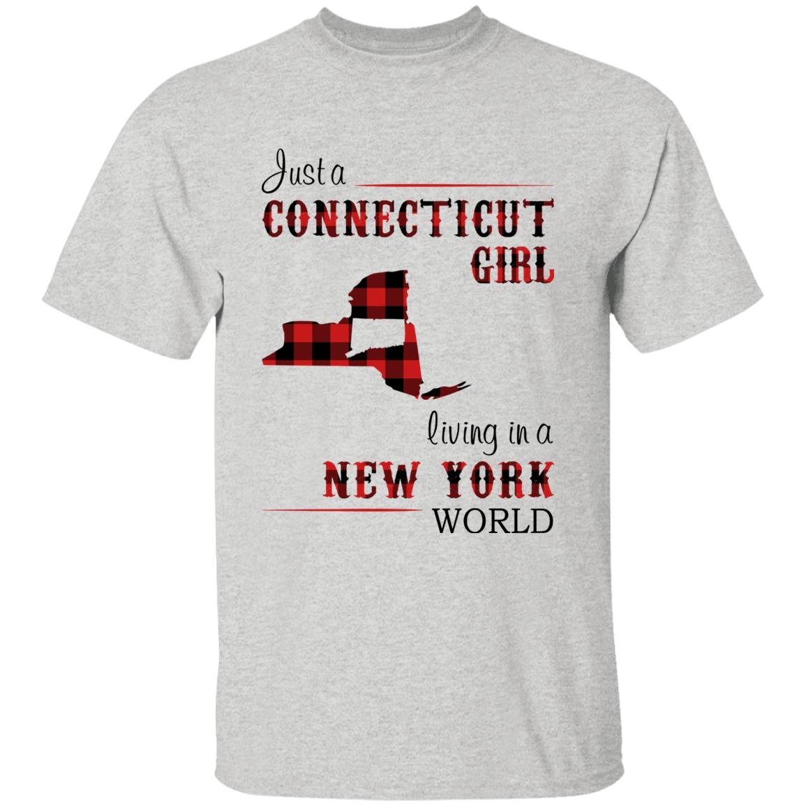 Just A Connecticut Girl Living In A New York World T-shirt - T-shirt Born Live Plaid Red Teezalo