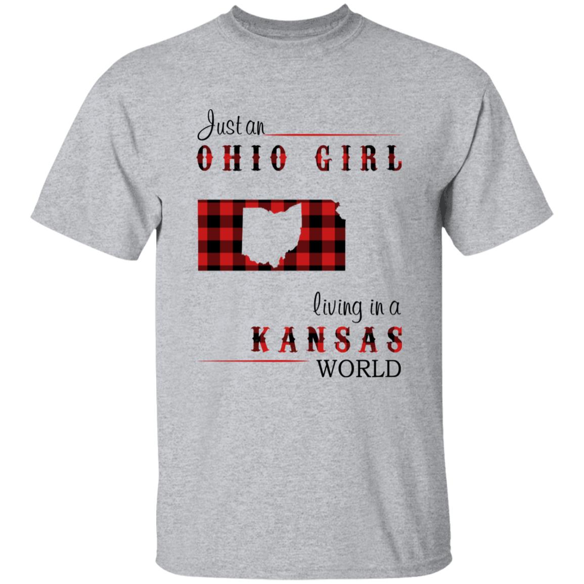 Just An Ohio Girl Living In A Kansas World T-shirt - T-shirt Born Live Plaid Red Teezalo