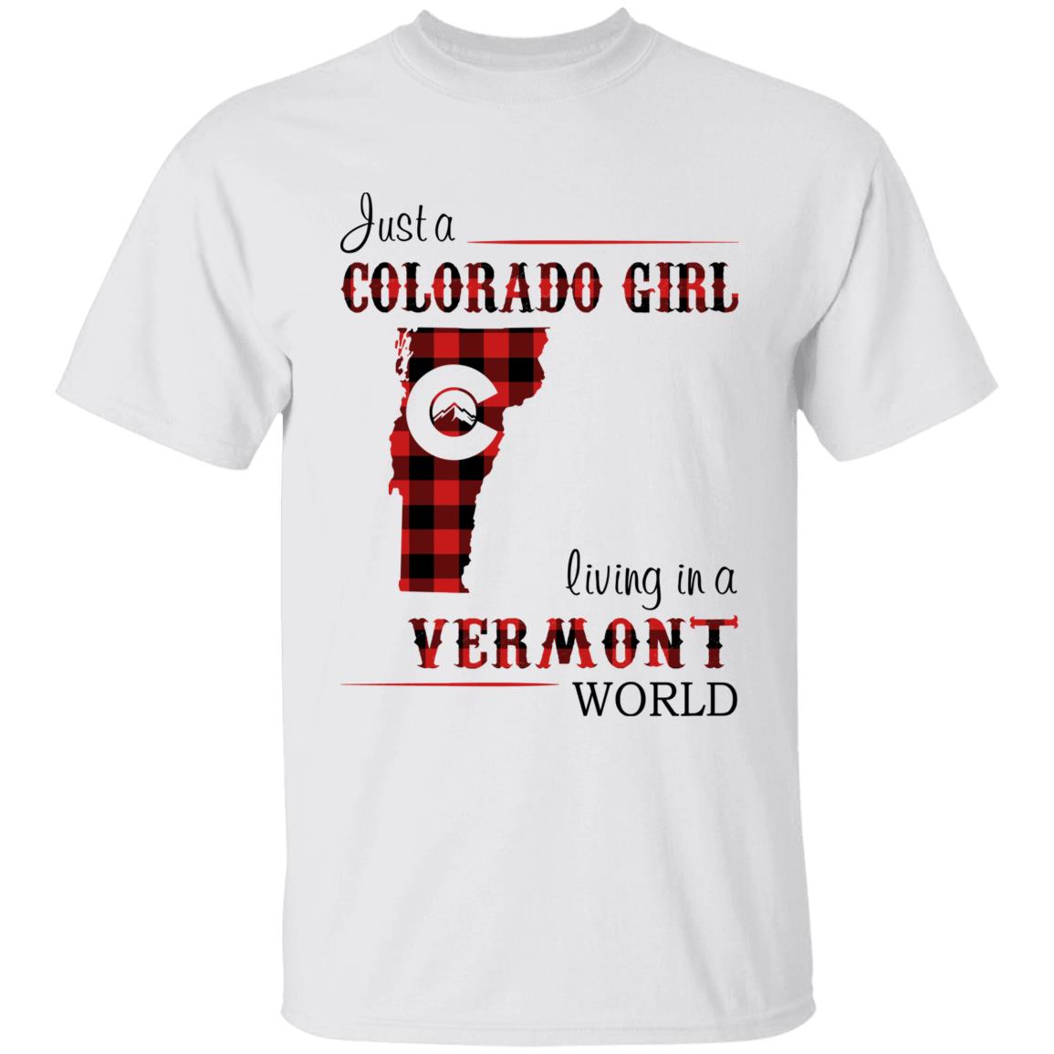 Just A Colorado Girl Living In A Vermont World T-shirt - T-shirt Born Live Plaid Red Teezalo