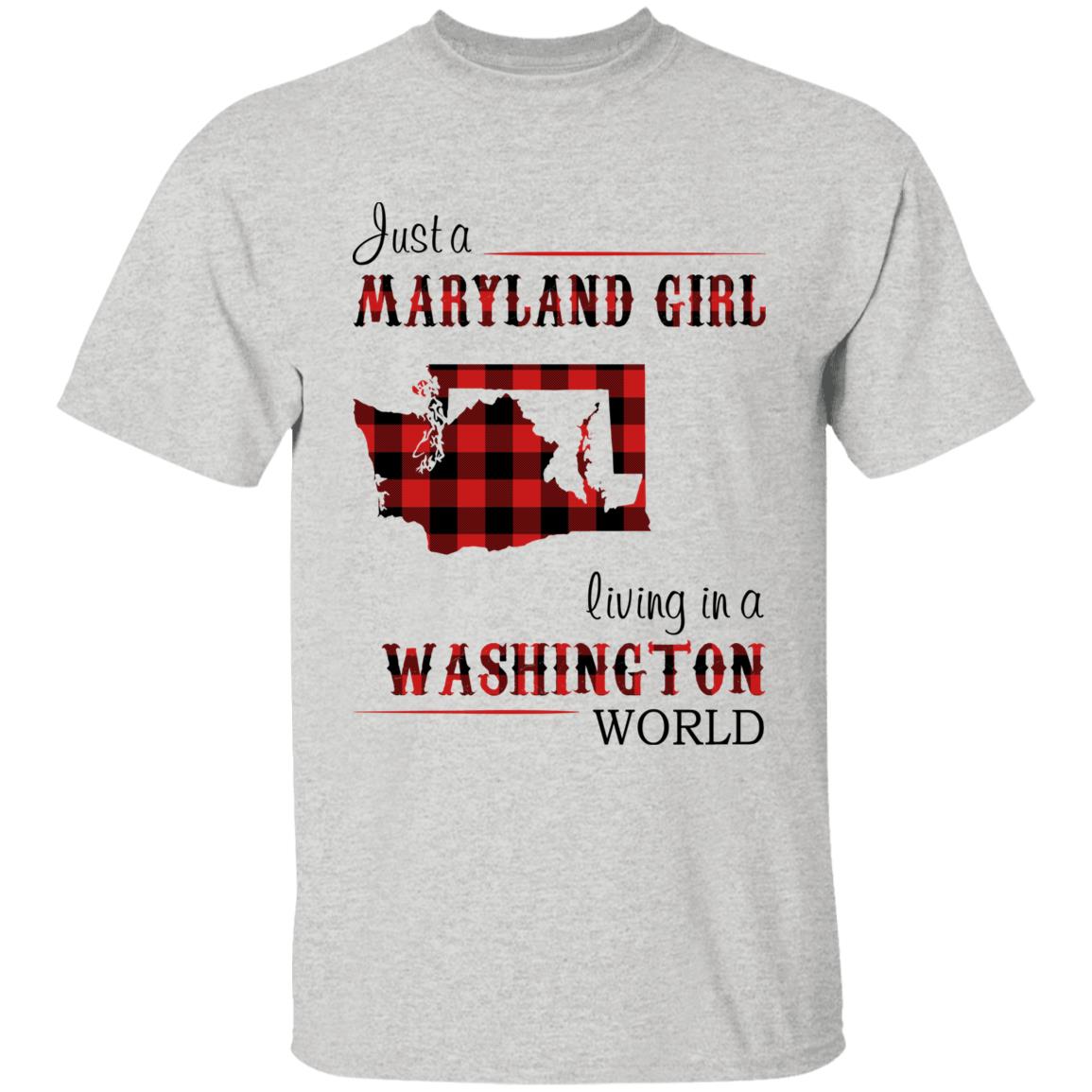 Just A Maryland Girl Living In A Washington World T-shirt - T-shirt Born Live Plaid Red Teezalo