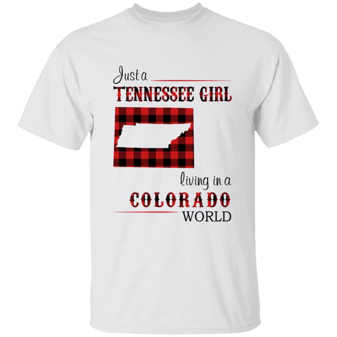 Just A Tennessee Girl Living In A Colorado World T-shirt - T-shirt Born Live Plaid Red Teezalo