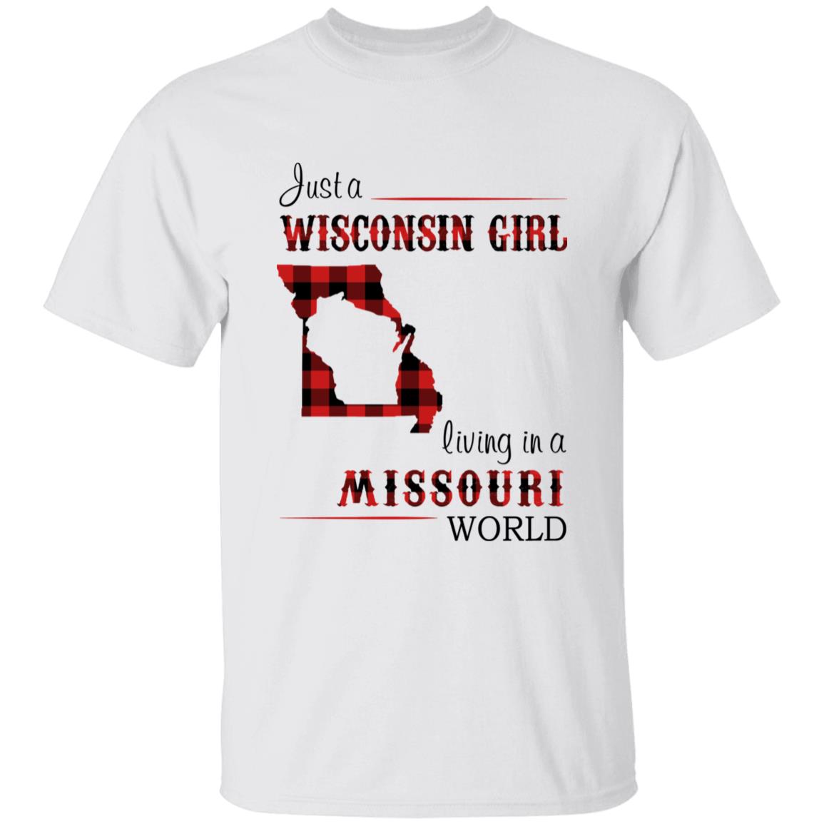 Just A Wisconsin Girl Living In A Missouri World T-shirt - T-shirt Born Live Plaid Red Teezalo
