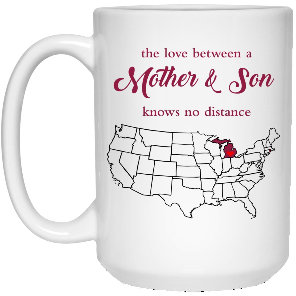 Rhode Island Michigan The Love Between Mother And Son Mug - Mug Teezalo