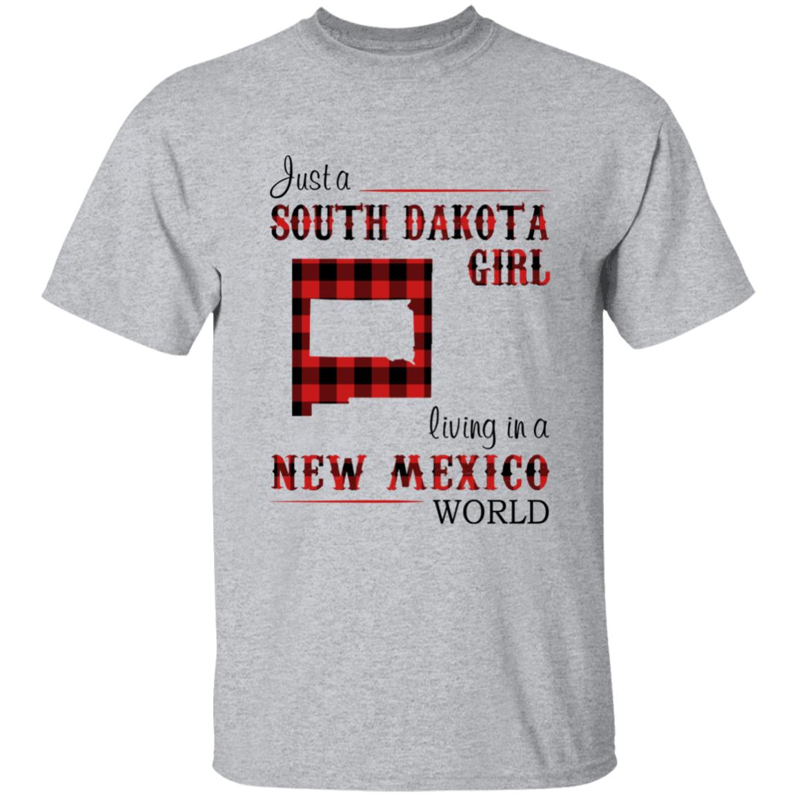 Just A South Dakota Girl Living In A New Mexico World T-shirt - T-shirt Born Live Plaid Red Teezalo