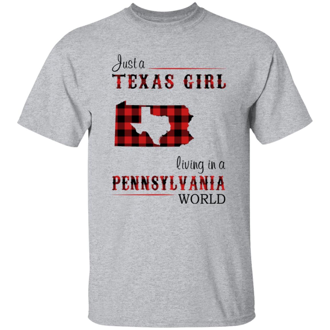 Just A Texas Girl Living In A Pennsylvania World T-shirt - T-shirt Born Live Plaid Red Teezalo