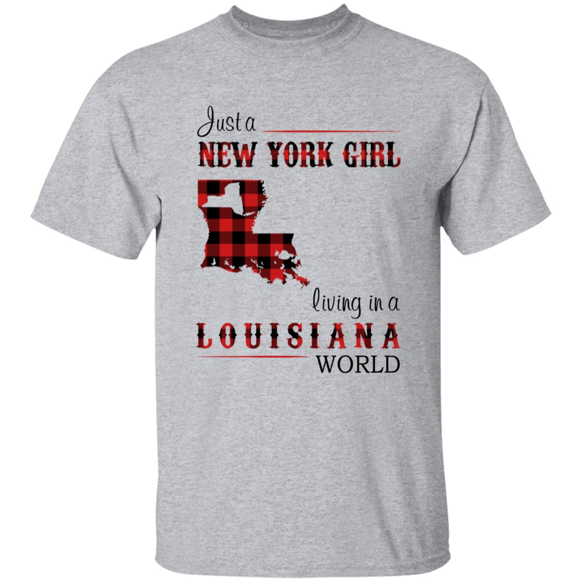 Just A New York Girl Living In A Louisiana World T-shirt - T-shirt Born Live Plaid Red Teezalo