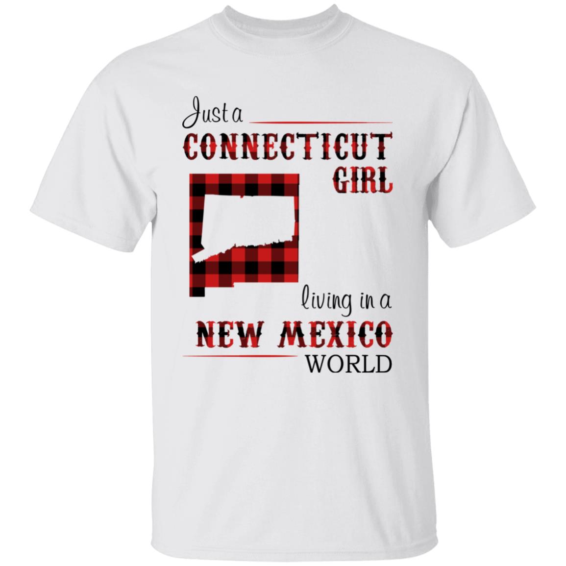 Just A Connecticut Girl Living In A New Mexico World T-shirt - T-shirt Born Live Plaid Red Teezalo