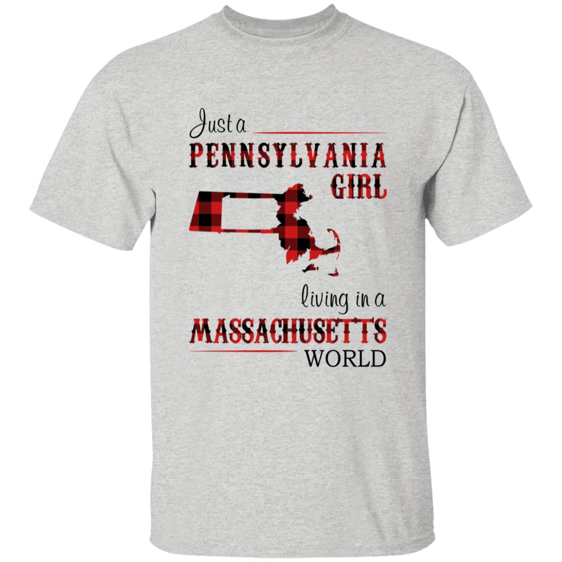 Just A Pennsylvania Girl Living In A Massachusetts  World T-shirt - T-shirt Born Live Plaid Red Teezalo