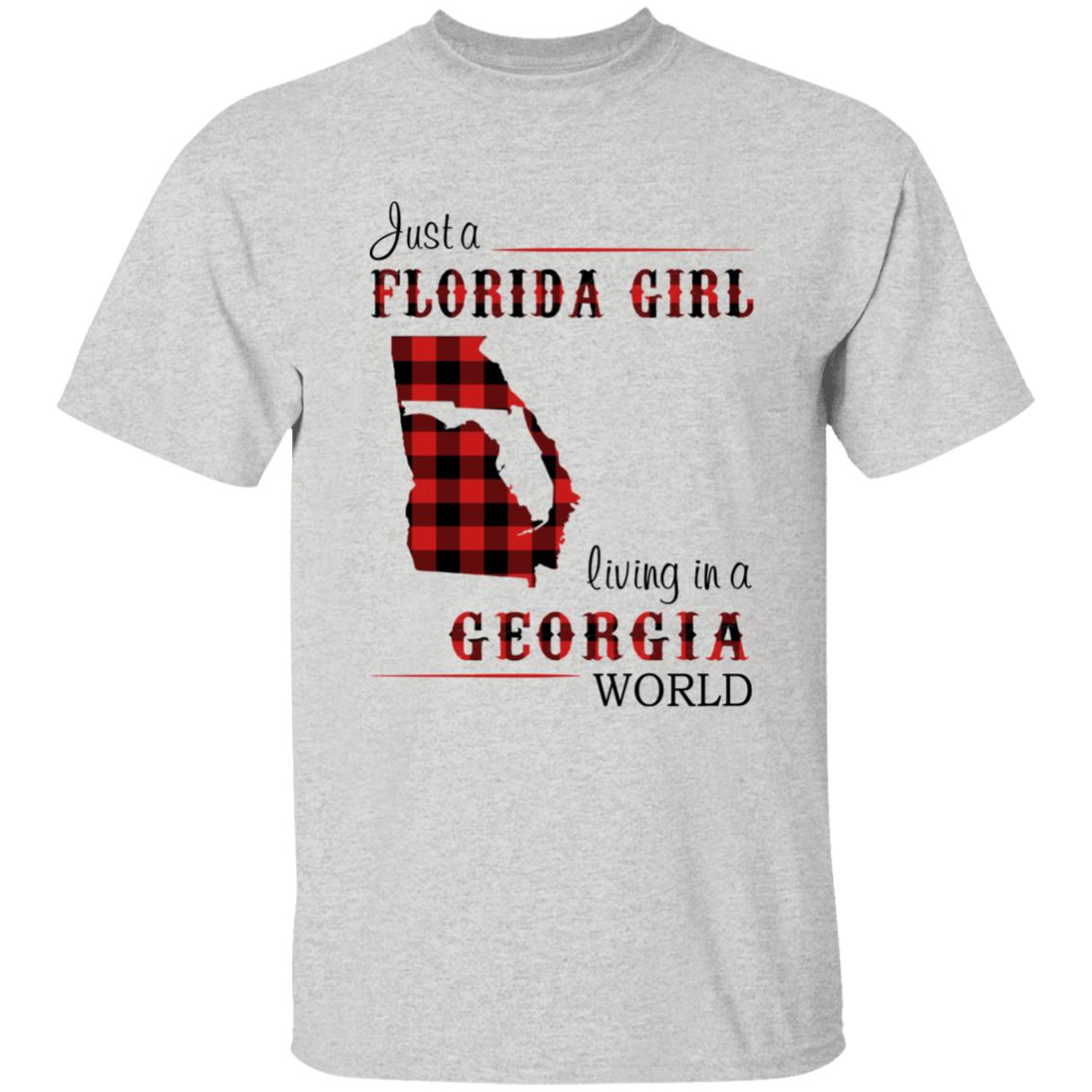 Just A Florida Girl Living In A Georgia World T-shirt - T-shirt Born Live Plaid Red Teezalo