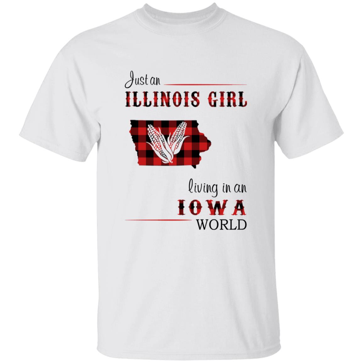 Just An Illinois Girl Living In An Iowa World T-shirt - T-shirt Born Live Plaid Red Teezalo