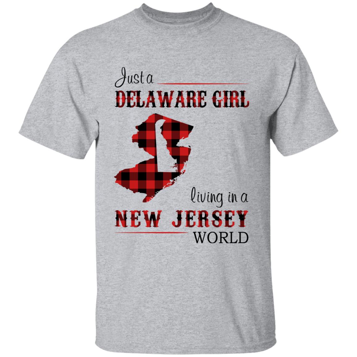 Just A Delaware Girl Living In A New Jersey World T-shirt - T-shirt Born Live Plaid Red Teezalo