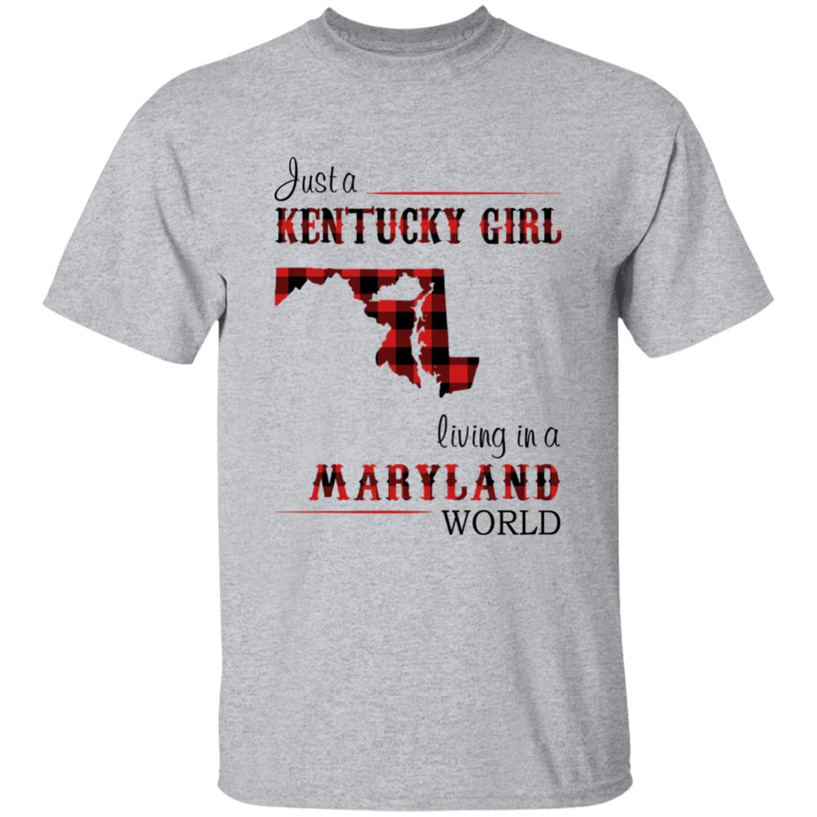 Just A Kentucky Girl Living In A Maryland World T-shirt - T-shirt Born Live Plaid Red Teezalo