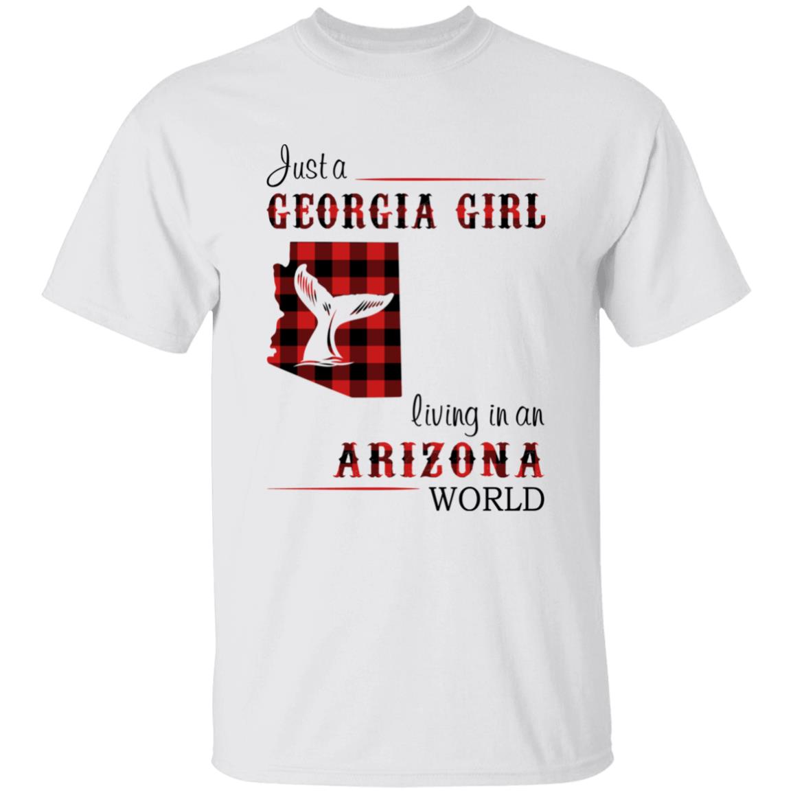 Just A Georgia Girl Living In An Arizona World T-shirt - T-shirt Born Live Plaid Red Teezalo