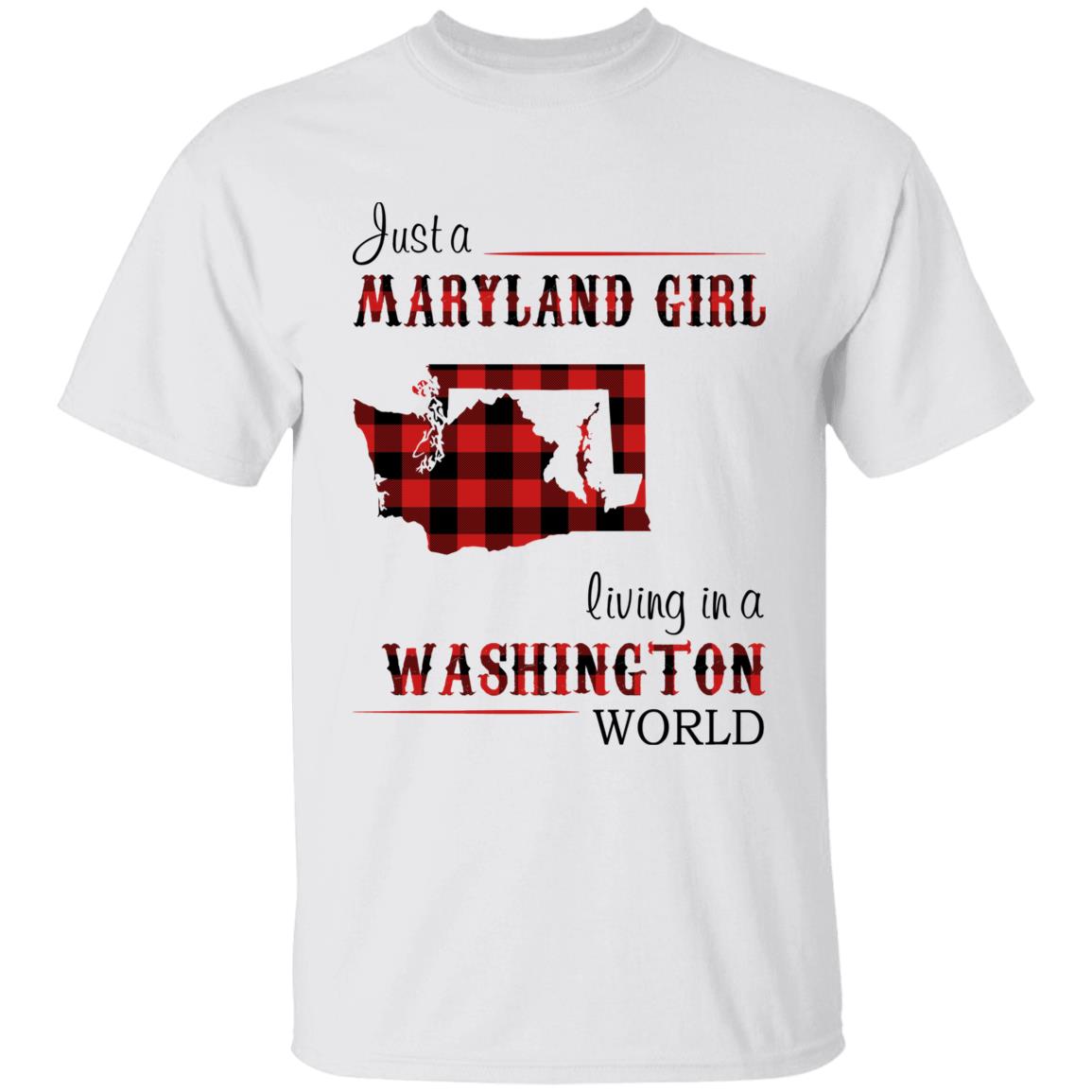 Just A Maryland Girl Living In A Washington World T-shirt - T-shirt Born Live Plaid Red Teezalo