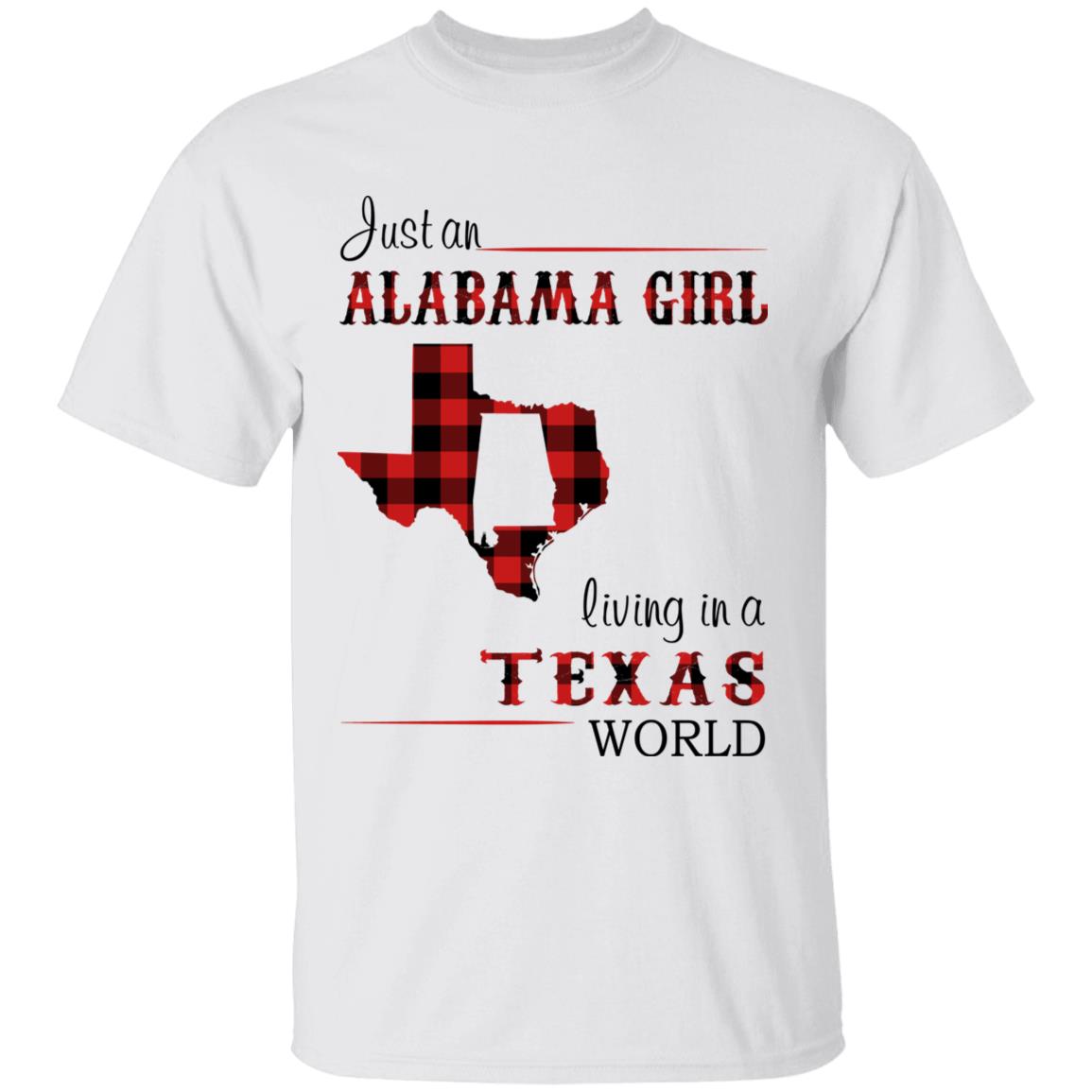 Just An Alabama  Girl Living In A Texas World T-shirt - T-shirt Born Live Plaid Red Teezalo