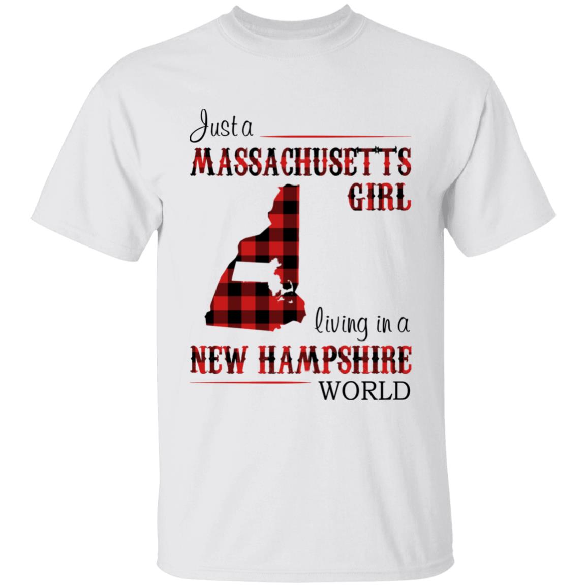 Just A Massachusetts Girl Living In A New Hampshire World T-shirt - T-shirt Born Live Plaid Red Teezalo