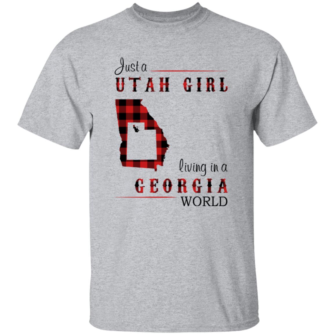 Just A Utah Girl Living In A Georgia World T-shirt - T-shirt Born Live Plaid Red Teezalo