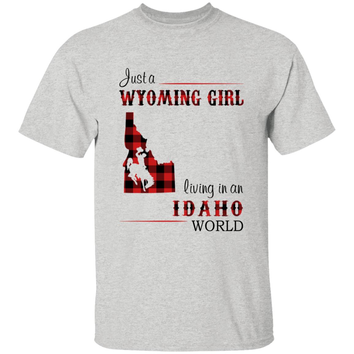 Just A Wyoming Girl Living In An Idaho World T-shirt - T-shirt Born Live Plaid Red Teezalo