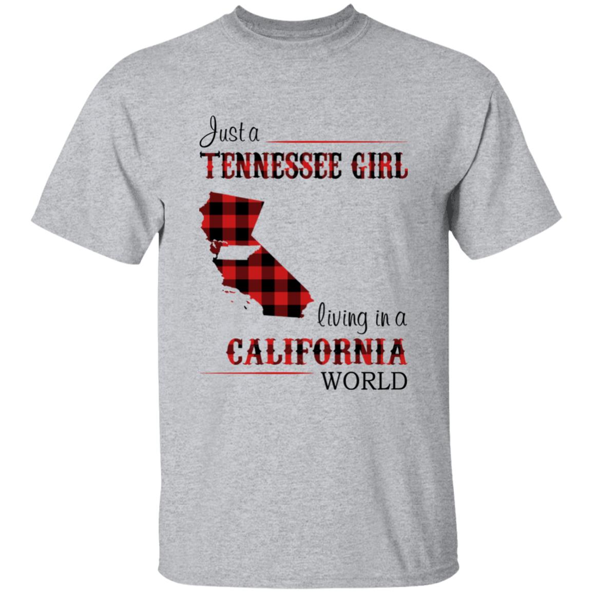 Just A Tennessee Girl Living In A California World T-shirt - T-shirt Born Live Plaid Red Teezalo