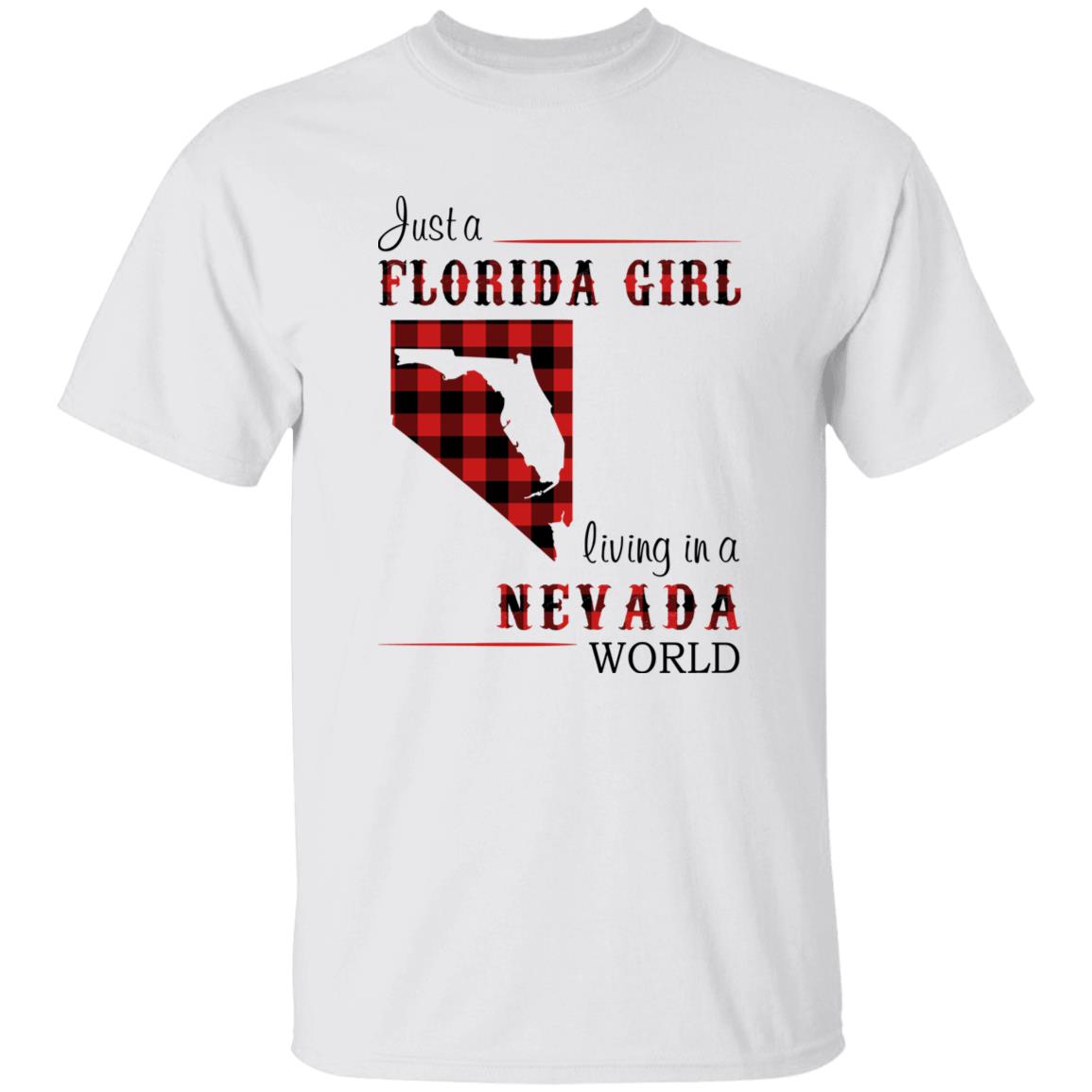 Just Florida Girl Living In A Nevada World T-shirt - T-shirt Born Live Plaid Red Teezalo