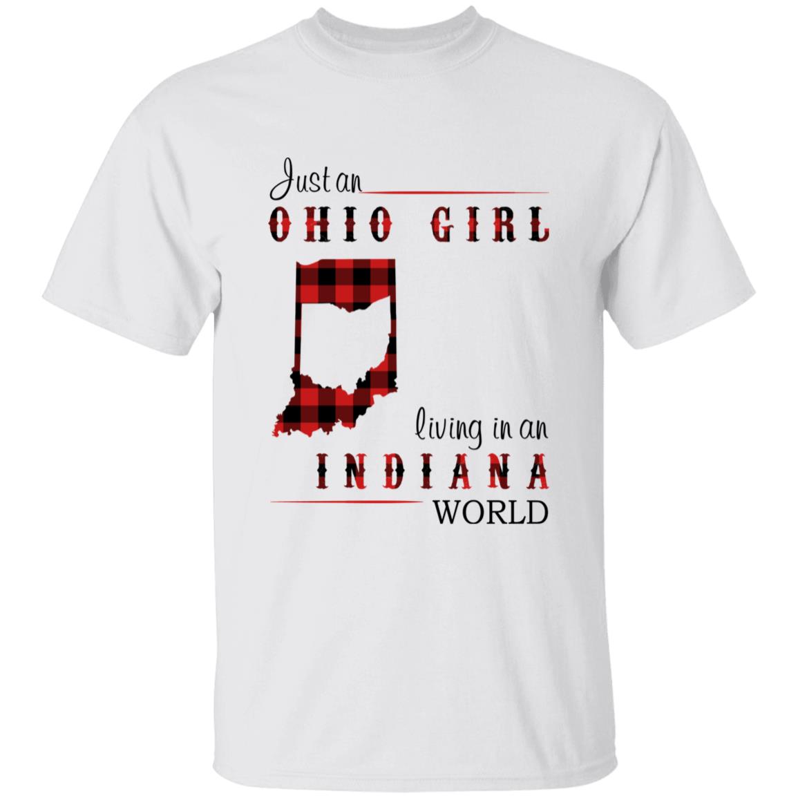 Just An Ohio Girl Living In An Indiana World T-shirt - T-shirt Born Live Plaid Red Teezalo