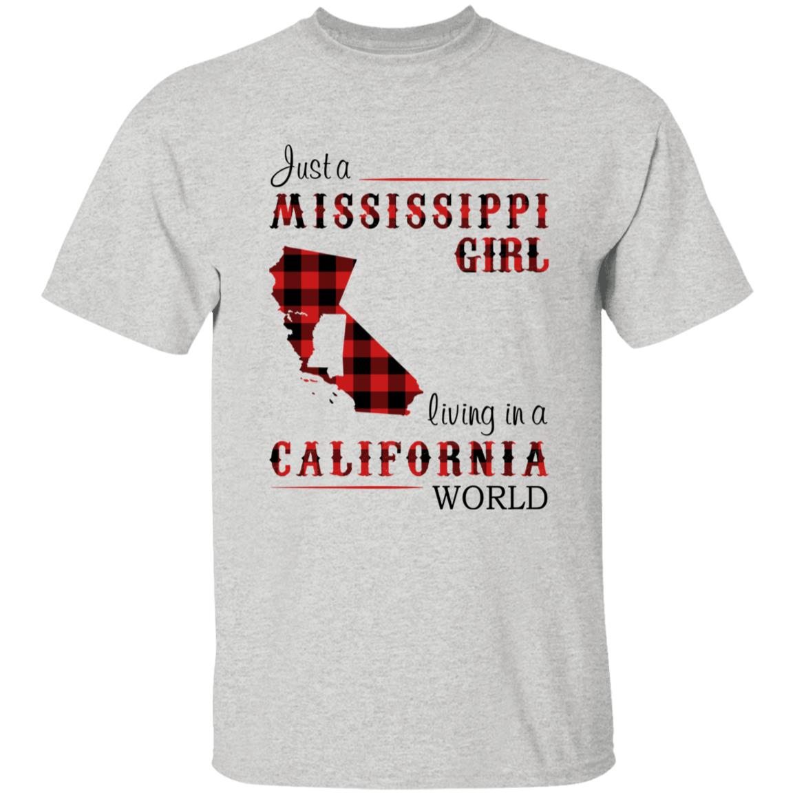 Just A Mississippi Girl Living In A California World T-shirt - T-shirt Born Live Plaid Red Teezalo