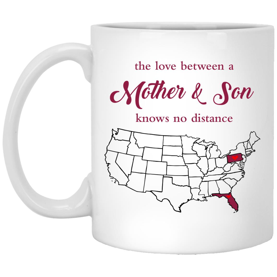 Florida Pennsylvania The Love Between Mother And Son Mug - Mug Teezalo