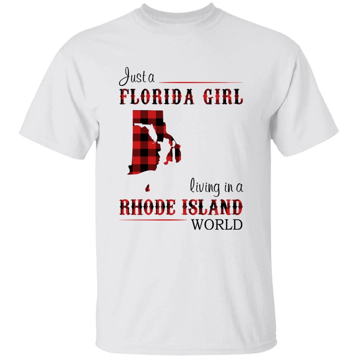 Just A Florida Girl Living In A Rhode Island World T-shirt - T-shirt Born Live Plaid Red Teezalo