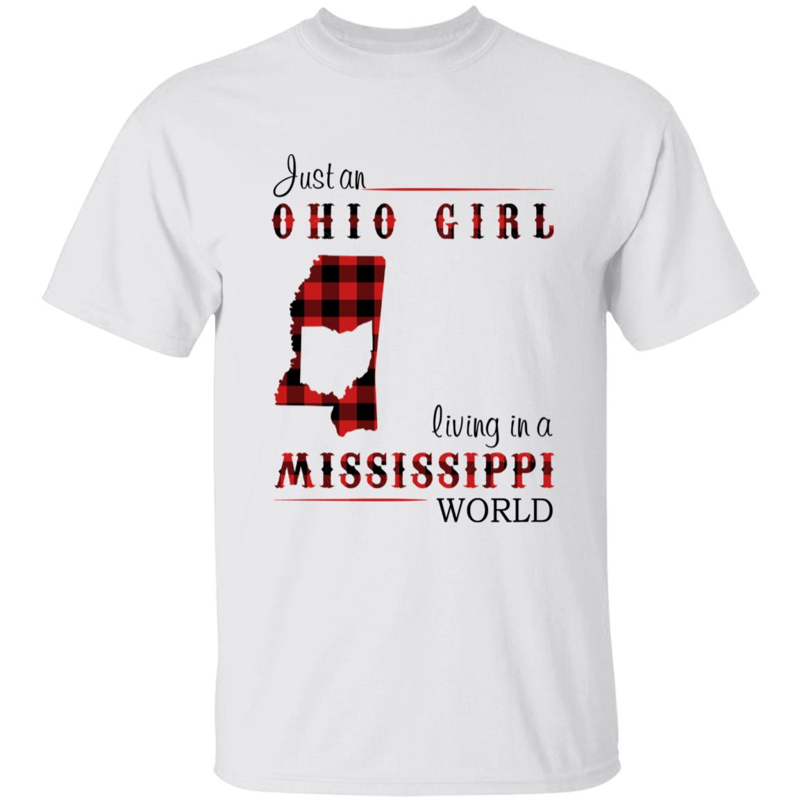 Just An Ohio Girl Living In A Mississippi World T-shirt - T-shirt Born Live Plaid Red Teezalo