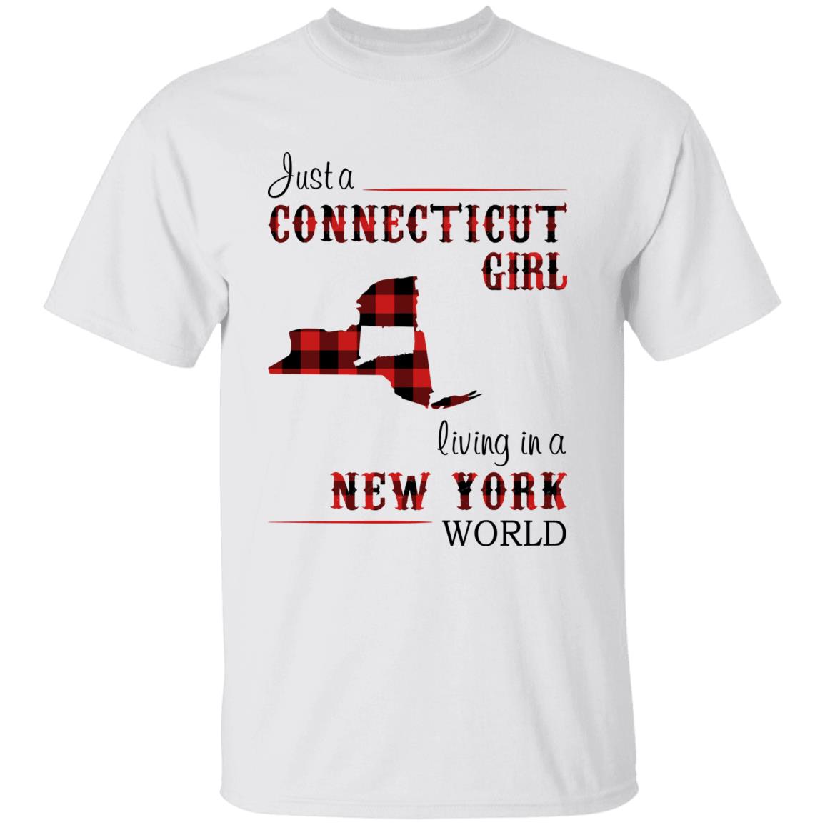 Just A Connecticut Girl Living In A New York World T-shirt - T-shirt Born Live Plaid Red Teezalo