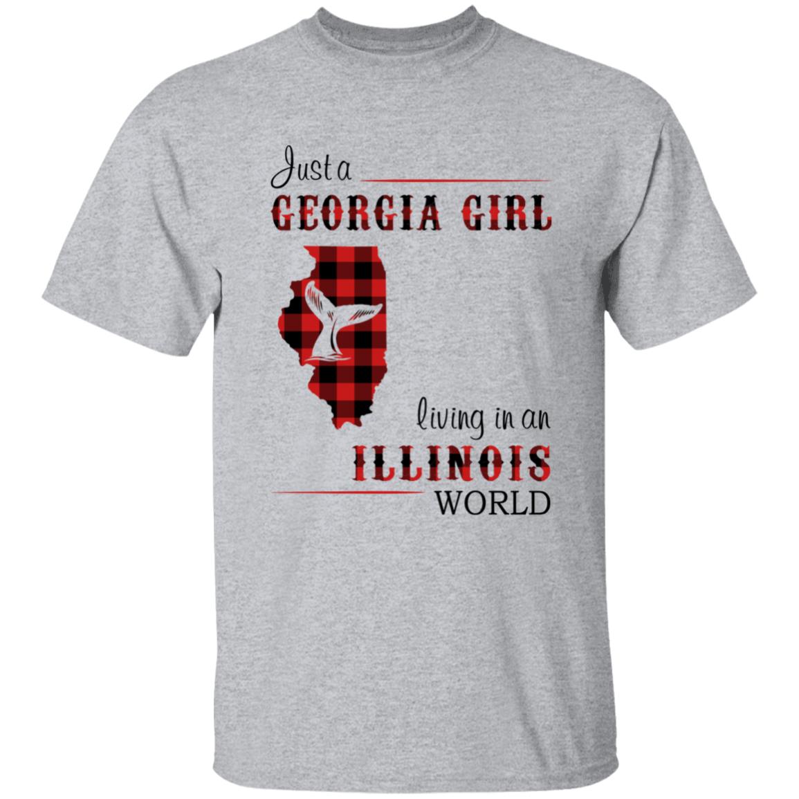 Just A Georgia Girl Living In An Illinois World T-shirt - T-shirt Born Live Plaid Red Teezalo