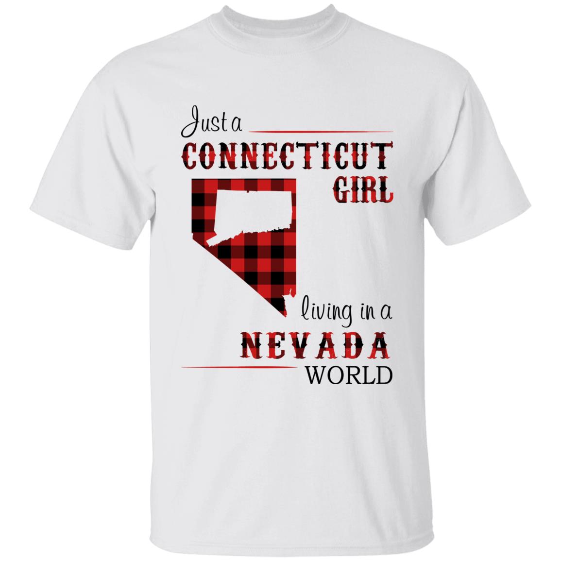 Just A Connecticut Girl Living In A Nevada World T-shirt - T-shirt Born Live Plaid Red Teezalo