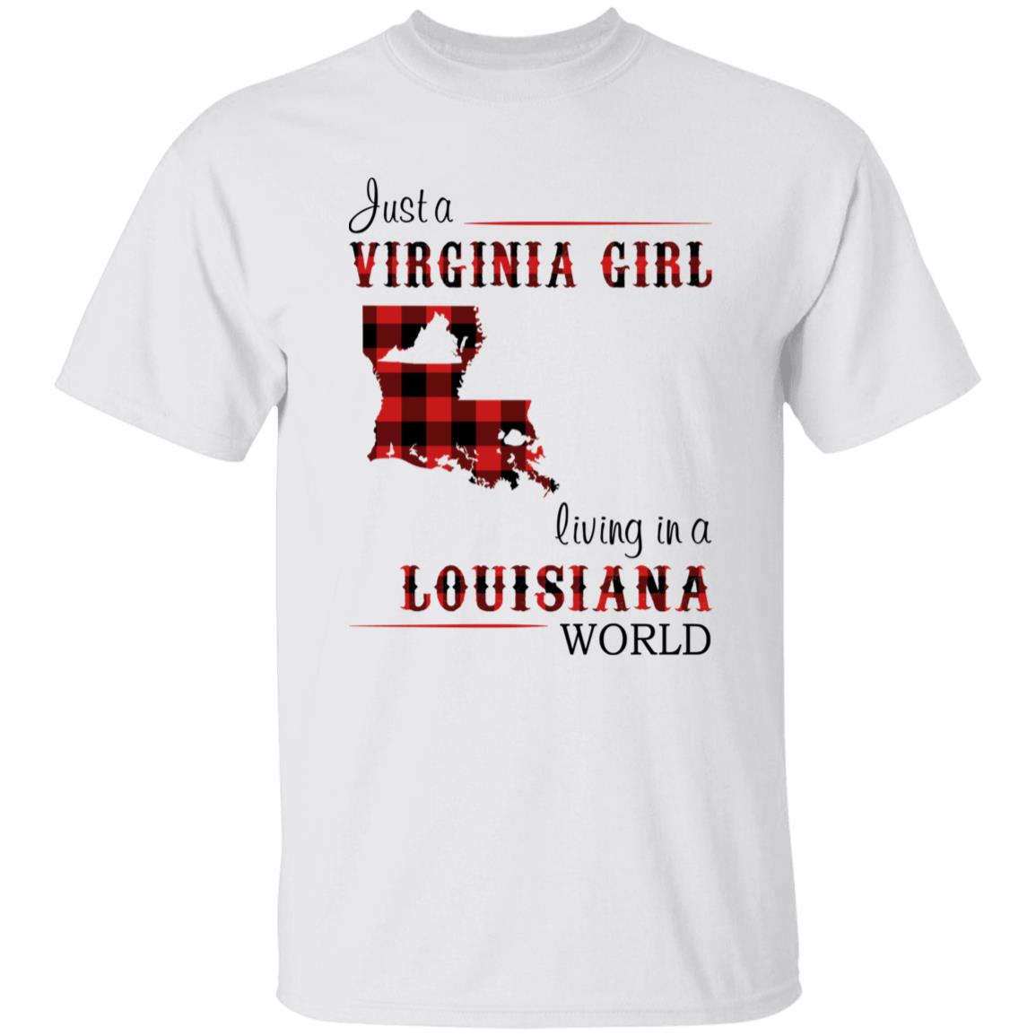 Just A Virginia Girl Living In A Louisiana World T-shirt - T-shirt Born Live Plaid Red Teezalo