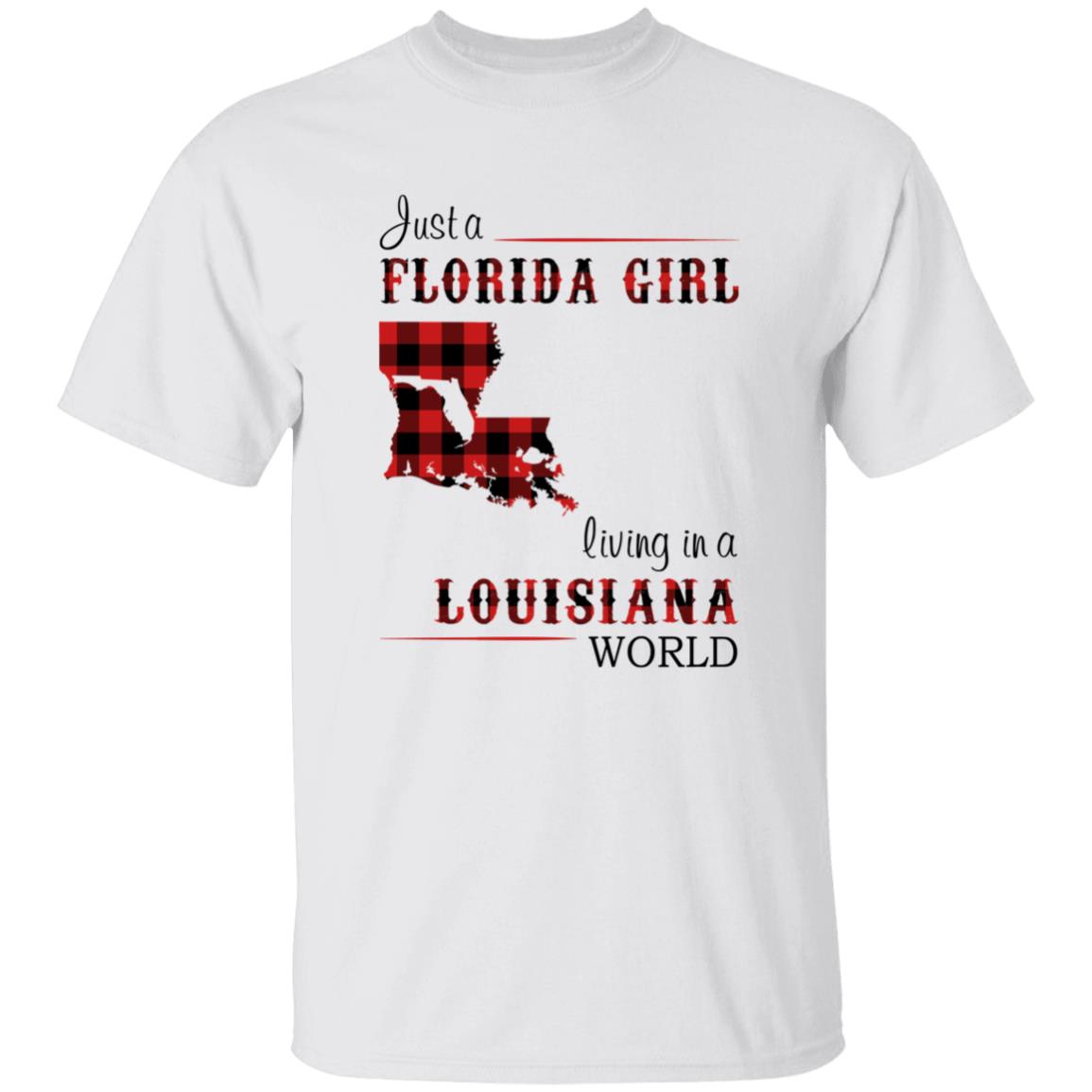 Just A Florida Girl Living In A Louisiana World T-shirt - T-shirt Born Live Plaid Red Teezalo